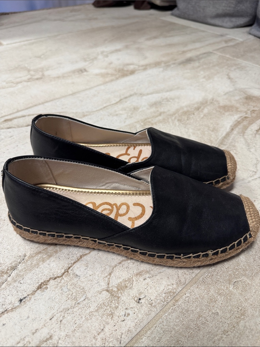 Sam Edelman Black Leather Espadrille Flats